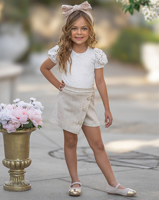 Mia Belle Girls Forever In Style Lace Top and Skort Set