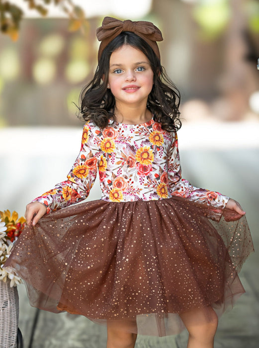 Mia Belle Girls Autumn Floral Tutu Dress