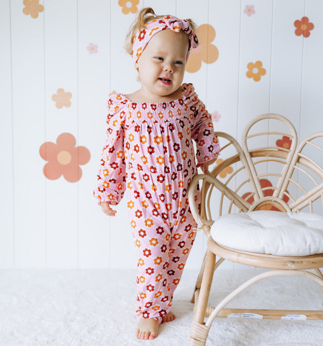 Dream Big Little Co FALLIN' FOR DAISIES DREAM SMOCKED JUMPSUIT