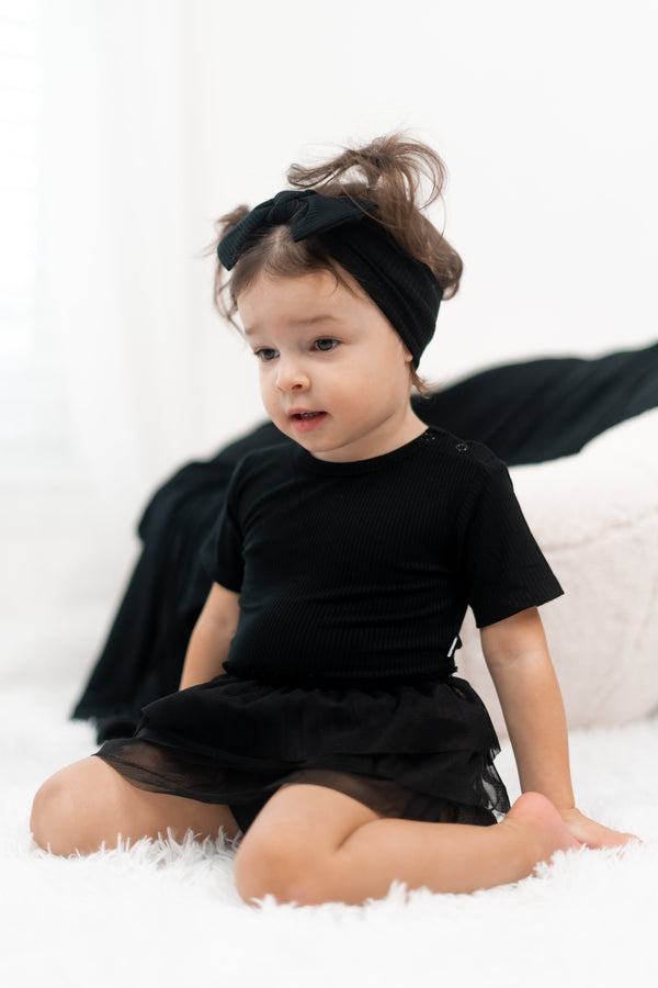 Dream Big Little Co Black rib Dream Tutu  Bodysuit Dress