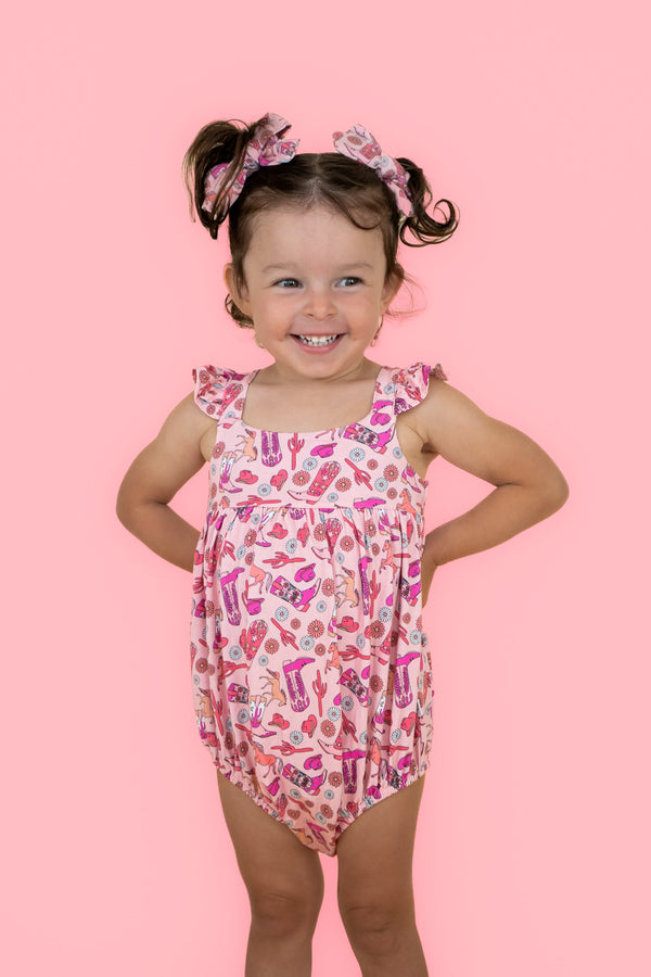 Dream Big Little Co Stay Wild Cowgirl Dream Bubble Romper