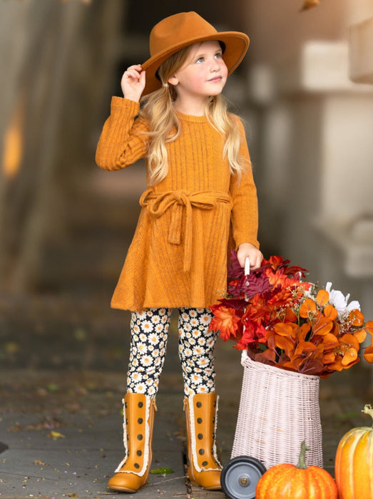 Mia Belle Girls Golden Daisy Girls Top and Legging Set