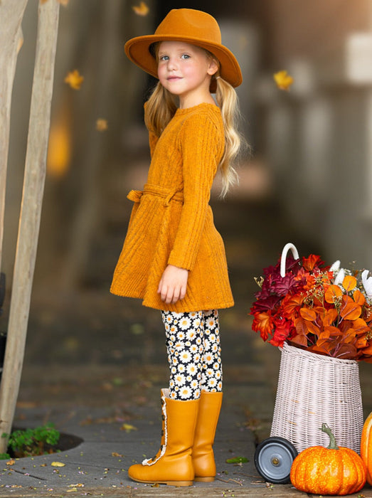 Mia Belle Girls Golden Daisy Girls Top and Legging Set