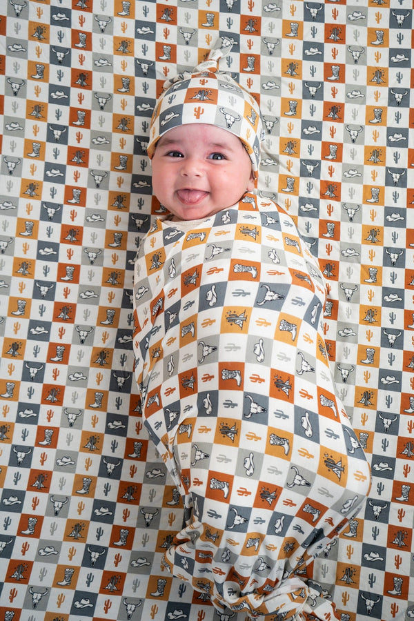 Dream Big Little Co WILD WEST CHECKERS DREAM SWADDLE & BEANIE