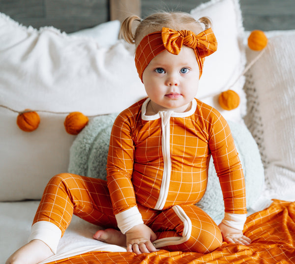 Dream Big Little Co PUMPKIN GRID DREAM BOW