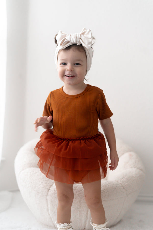 Dream Big Little Co Copper Rib Dream Tutu Bodysuit Dress