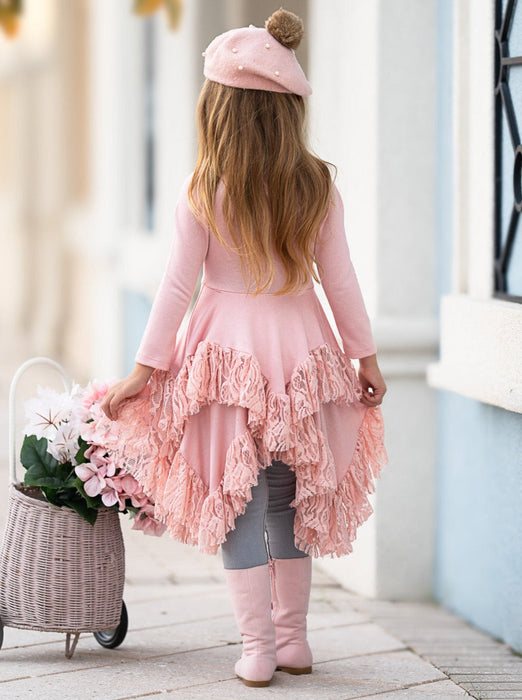 Mia Belle Girls Style Queen Pink Lace Tunic