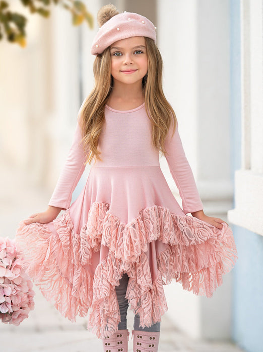 Mia Belle Girls Style Queen Pink Lace Tunic