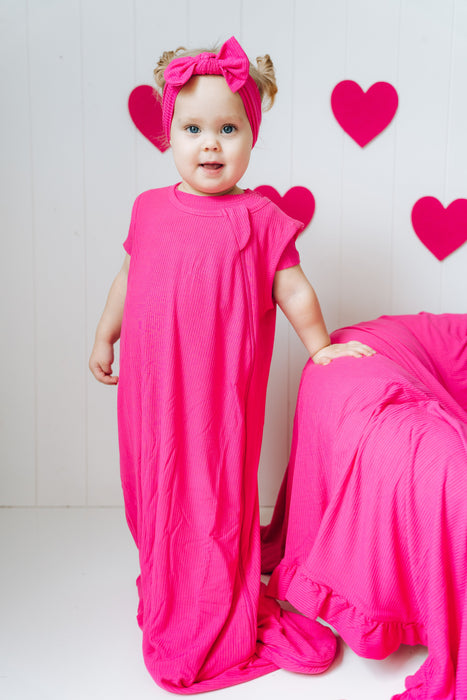 Dream Big Little Co Hot Pink Rib Dream Sleep Sack