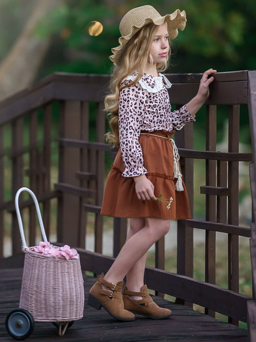 Mia Belle Girls Rodeo Diva Leopard Top and Skirt Set