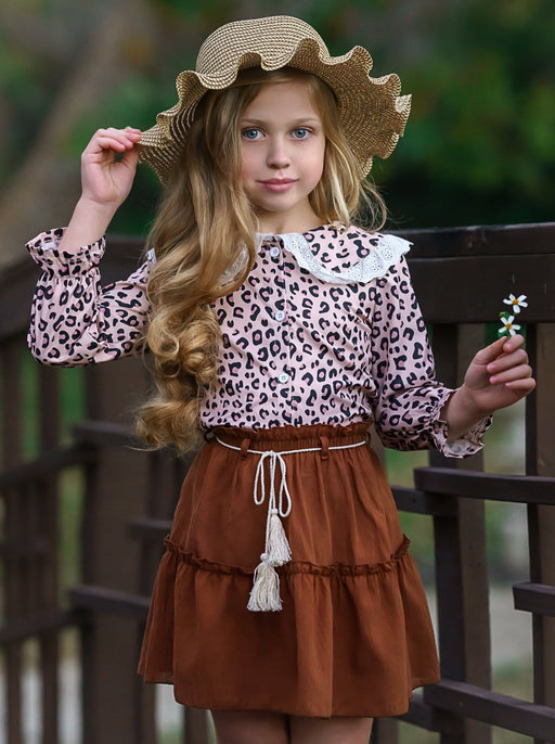 Mia Belle Girls Rodeo Diva Leopard Top and Skirt Set