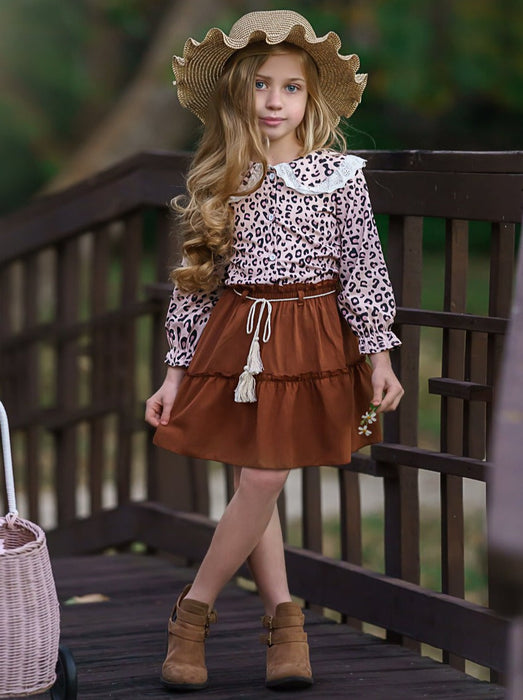 Mia Belle Girls Rodeo Diva Leopard Top and Skirt Set