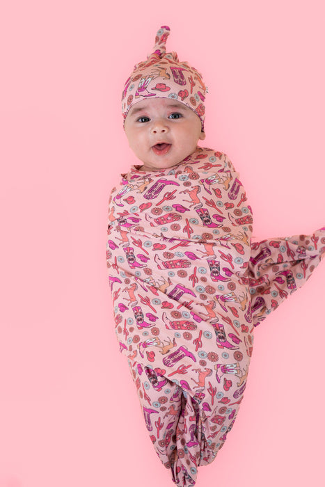 Dream Big Little Co STAY WILD COWGIRL DREAM SWADDLE & BEANIE