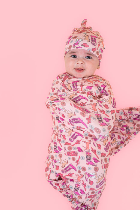 Dream Big Little Co STAY WILD COWGIRL DREAM SWADDLE & BEANIE