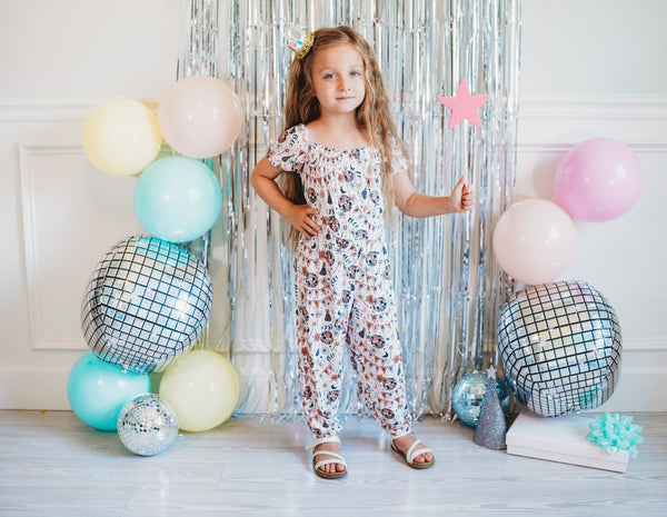 Dream Big Little Co DISCO BIRTHDAY GIRL DREAM SMOCKED JUMPSUIT