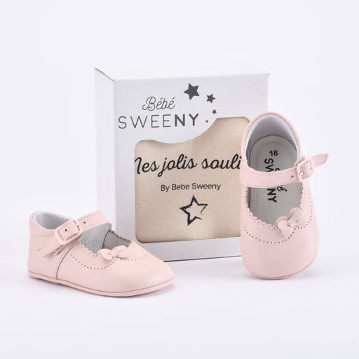 Bebe Sweeny Baby Girls Pink Leather Pre-Walker Shoes with Bow