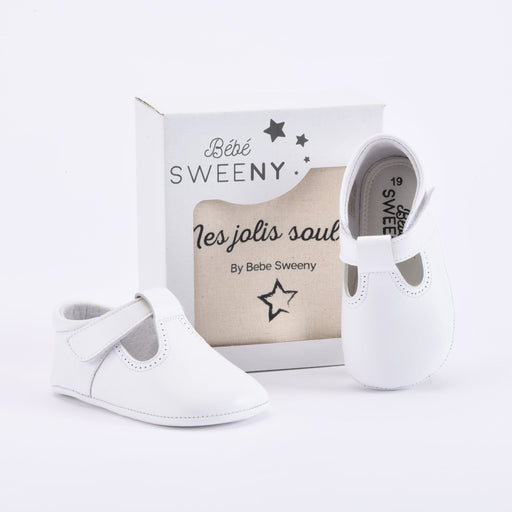 Bebe Sweeny Baby White Leather Pre-Walker Shoes