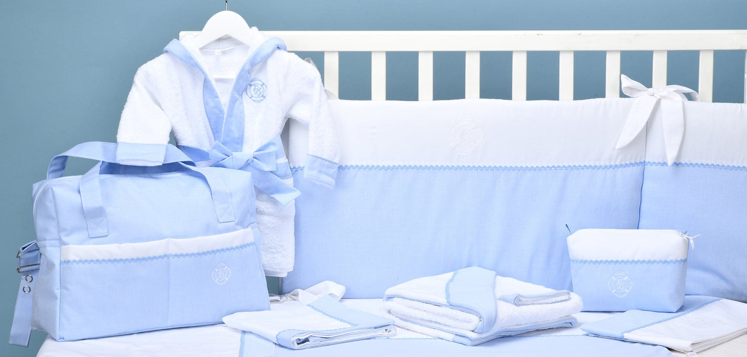 Bebe Sweeny PETIT MARIN | Boys White & Blue Cotton Blanket