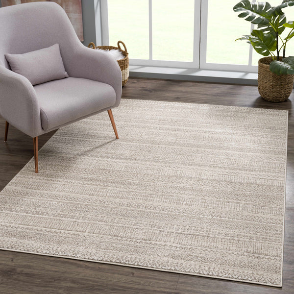 Hauteloom Nate Beige Tribal High Pile Carpet