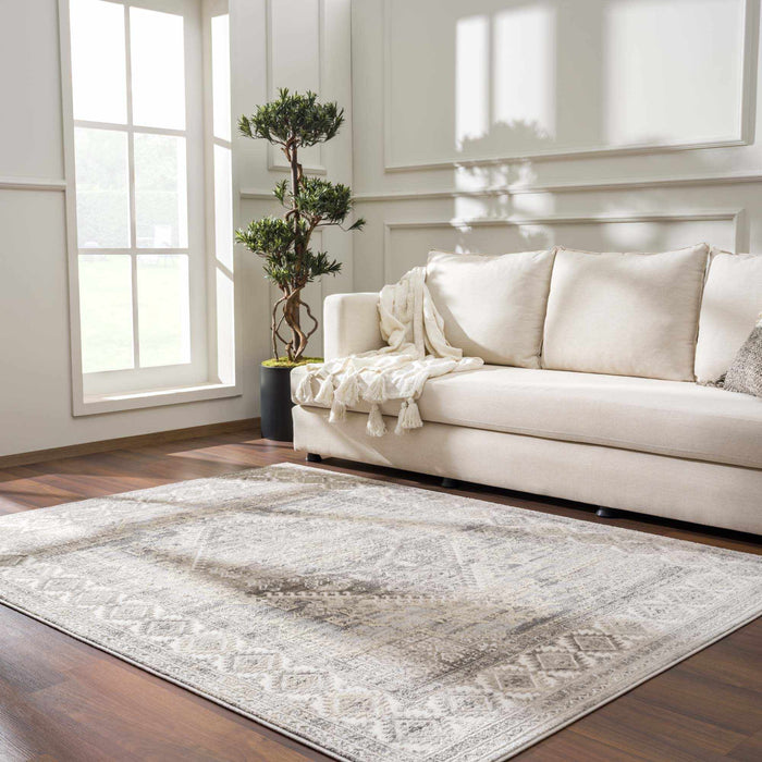 Hauteloom Brend Taupe Medallion Area Rug