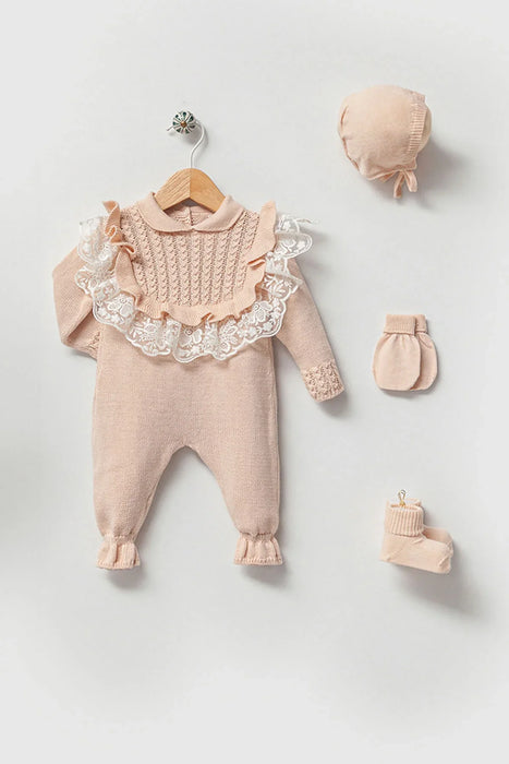 THA Dressing Daphne Beige Newborn Knitwear Coming Home Set (5 pcs)