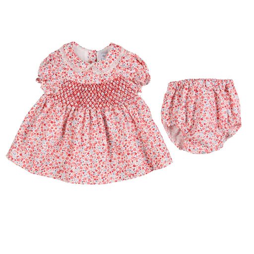 Bebe Sweeny AGATHE | Girls Red Cotton Smocked Floral Dress