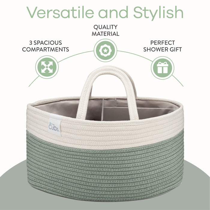 Comfy Cubs Rope Diaper Caddy - Sage