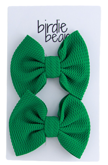 Birdie Bean emerald clippy bow set