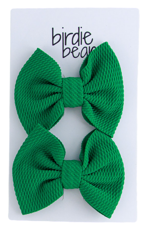 Birdie Bean emerald clippy bow set