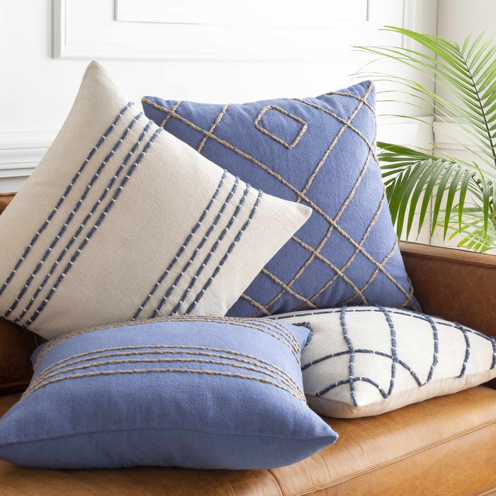 Hauteloom Listie Beige Navy Striped Accent Pillow