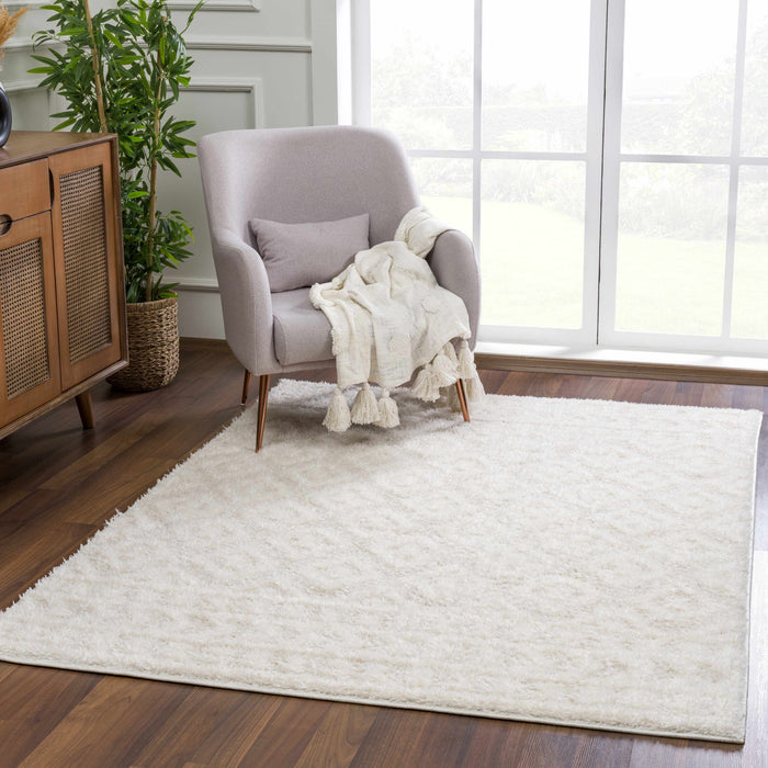 Hauteloom Eivin Cream Diamonds Plush Rug