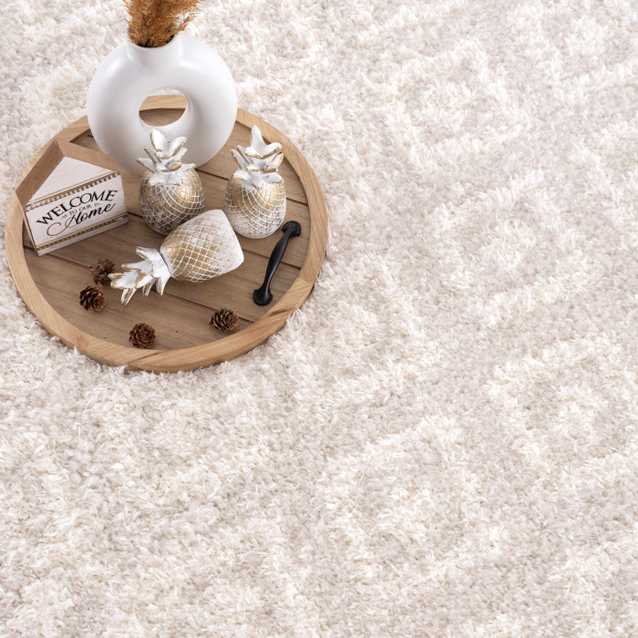 Hauteloom Eivin Cream Diamonds Plush Rug