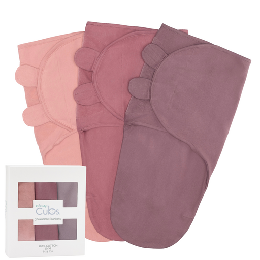 Comfy Cubs Baby Swaddle Blankets 3 Pack  - Blush, Mauve, Mulberry