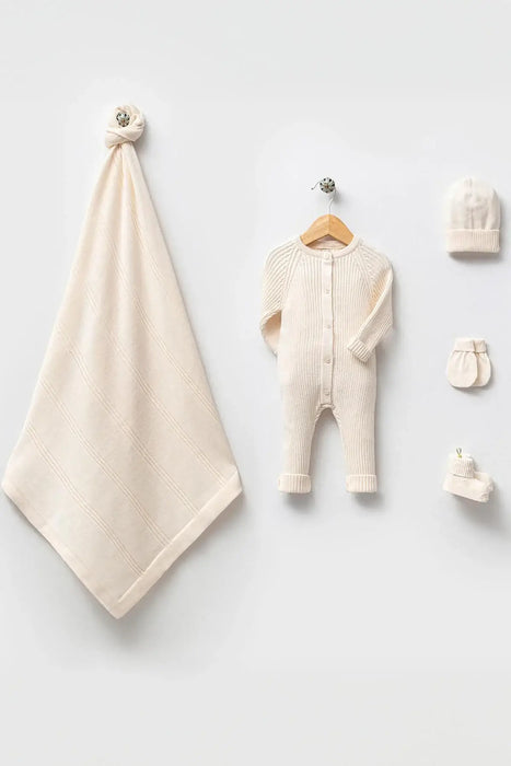 THA Dressing Elliot Cream Newborn Knitwear Coming Home Set ( 5 Pcs)