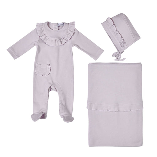 Bebe Sweeny EMILIA | Baby Girls Lilac Ribbed Cotton Babygrow Set (3)