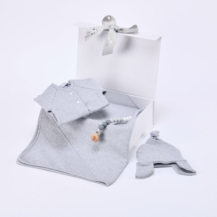 Bebe Sweeny EVAN | Baby Boys Gift Box - Grey Ribbed Cotton Set (4)