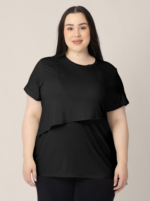 Kindred Bravely Everyday Asymmetrical Nursing T-shirt | Black