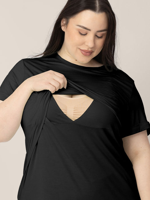 Kindred Bravely Everyday Asymmetrical Nursing T-shirt | Black