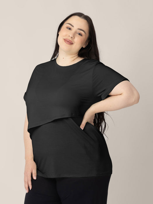 Kindred Bravely Everyday Asymmetrical Nursing T-shirt | Black