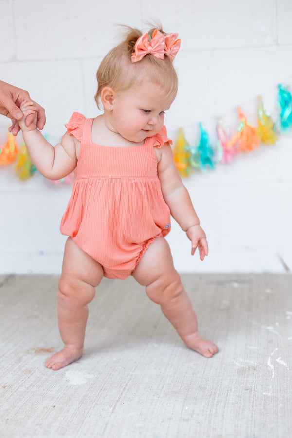 Dream Big Little Co Coral Rib Dream Bubble Romper