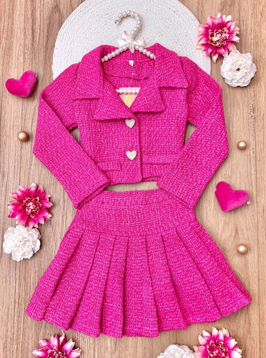 Mia Belle Girls Power Posing Pink Blazer and Pleated Skirt Set