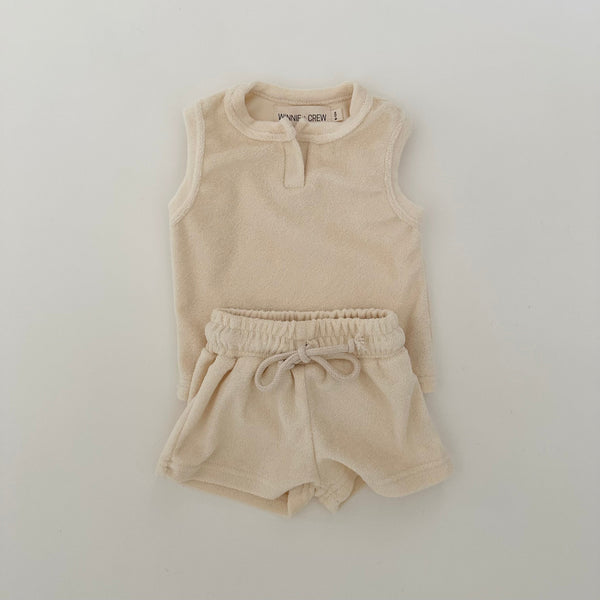 Winnie + Crew Delta Terry Set in Cream