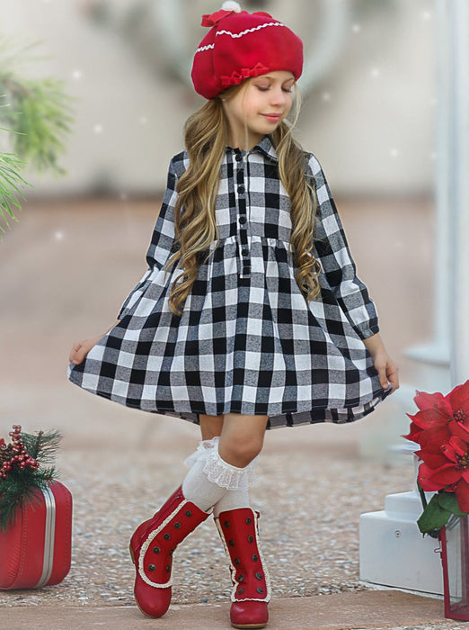 Mia Belle Girls Plaid Fabulous Collared Dress