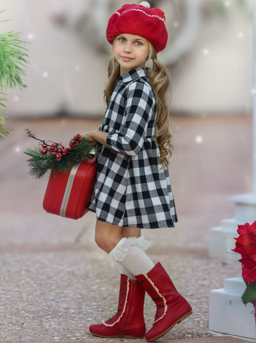 Mia Belle Girls Plaid Fabulous Collared Dress