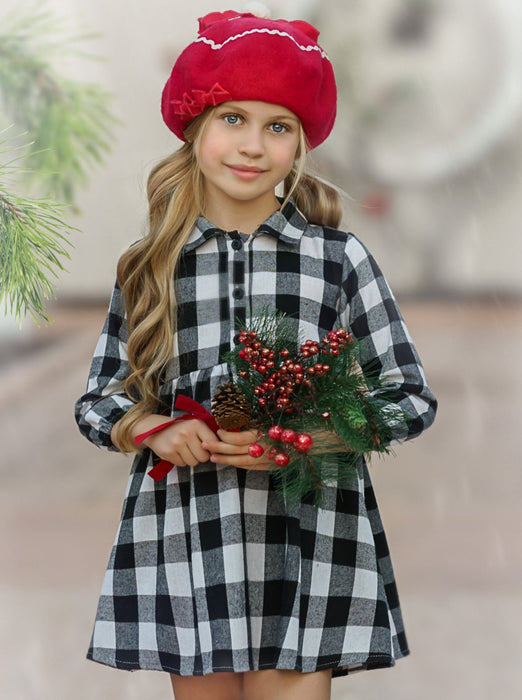 Mia Belle Girls Plaid Fabulous Collared Dress