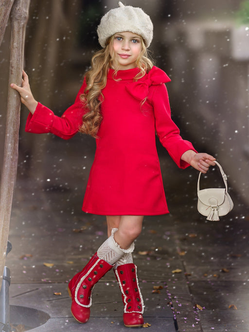 Mia Belle Girls Fancy Fabulous Bow Cherry A-Line Dress