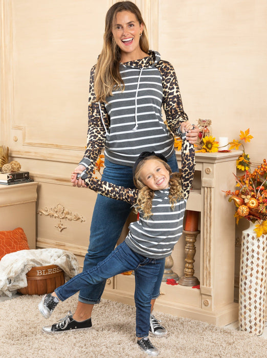 Mia Belle Girls Mommy and Me Leopard Raglan Hoodie