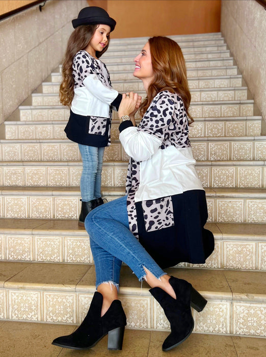 Mia Belle Girls Mommy and Me Snuggle Up Oversized Colorblock Cardigans