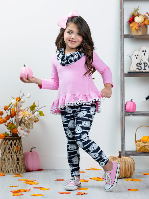 Mia Belle Girls Unspookable Hi-Lo Tunic, Leggings and Scarf Set