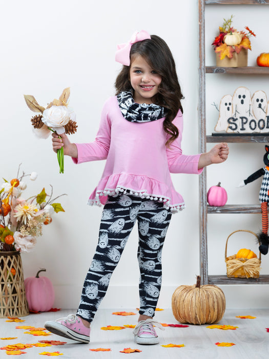 Mia Belle Girls Unspookable Hi-Lo Tunic, Leggings and Scarf Set